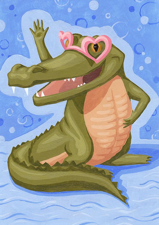 Illustration of a crocodile named Kroko for a children's book named Zvířánky